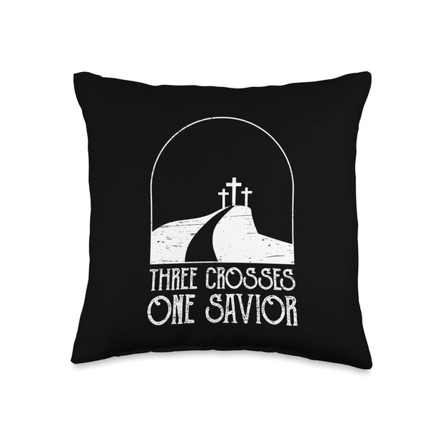 Three Crosses One Savior Easter Resurrection Egg Jesus Throw Pillow