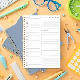 BIROYAL Daily Planner Notebook with Timetable - Spiral To-Do Notepad to Easily Organize Your Tasks and Appointments - Stylish Books and Feminine Items for School or Office - Blue