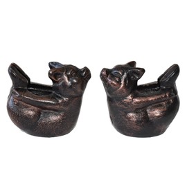 Decorative Bookends for Heavy Books, Heavy Duty Cast Iron Pig Statue Book Stopper Holder Book Ends for Shelves Living Room Office Home Decor, Antique Bronze,1Pair/2Piece