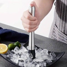 25 cm Cocktail Muddler, Cocktail Accessories, Ice Crusher, Stainless Steel Pestle for Cocktail, Lime Press, Muddler Bar, and Kitchen Accessories (Thickset Waist)
