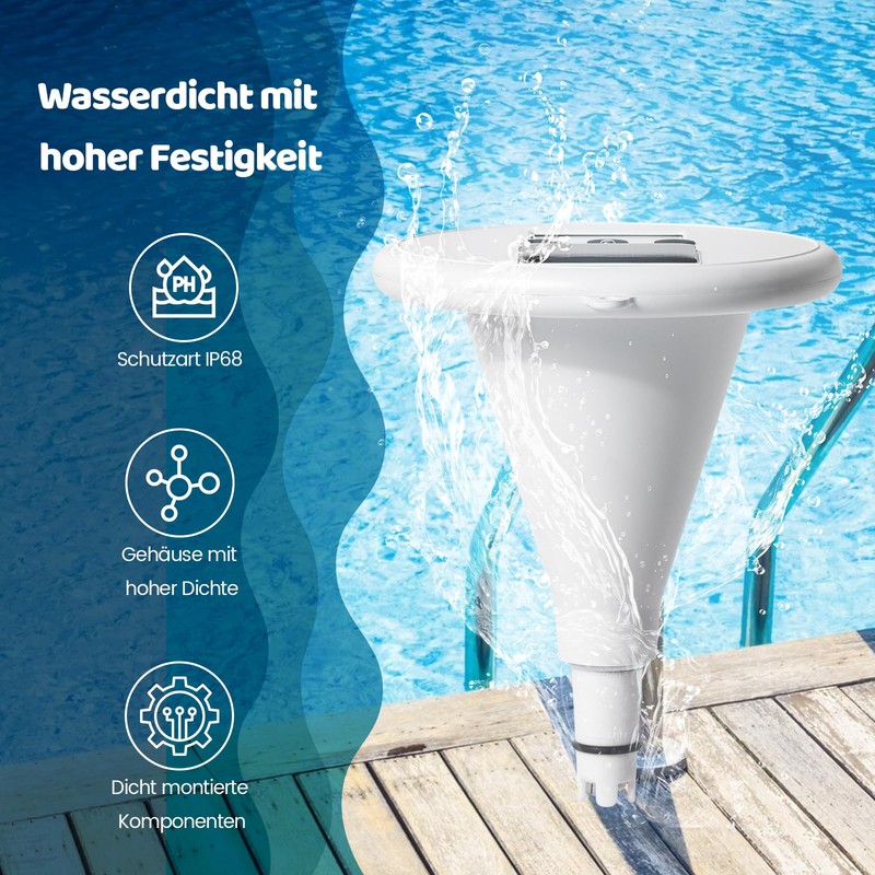 briidea Wireless Digital Swimming Pool Water Tester with Two Displays