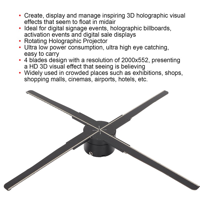 G552‑52 3D Holographic Advertising Machine 4 Blades 3D Hologram Fan