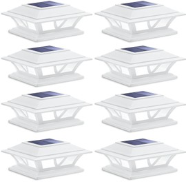 SIEDiNLAR Solar Post Lights Outdoor 2 Modes LED Fence Deck Cap Light for 4x4 5x5 6x6 Posts Garden Patio Decoration Warm White/Cool White Lighting White (8 Pack)