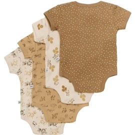 PIPPI Unisex Baby Bodysuit SS AO-printed (4-pack) Shaping Bodysuit, TRUE, 68, True