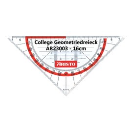 Aristo AR23003 College Geometry Triangle with Firm Grip (Hypotenuse 16 cm, Ink Nubs and Facets, Polystyrene) Transparent