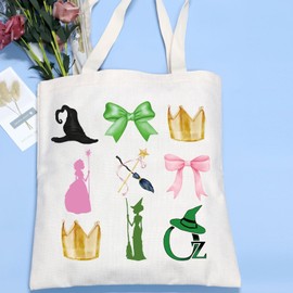 VAMSII Broadway Musical Merchandise Elphaba and Glinda Fans Tote Bag Broadway Lover Gift Broadway Musical Gift (USWickedTote)