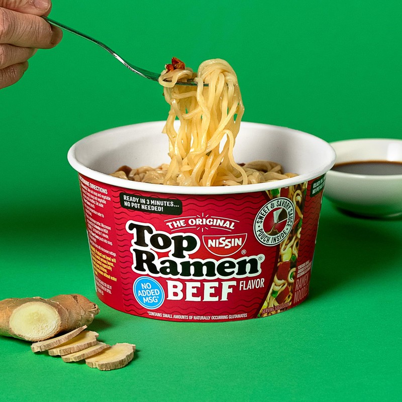 Nissin Top Ramen Bowl Ramen Noodle Soup, Beef, 3.28 Ounce