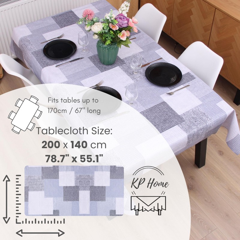 KP HOME Wipe Clean Tablecloth Rectangular 78.7"x 55.1" (200x140cm) -