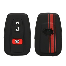 kwmobile Car Key Case Compatible with Toyota 2-Button Smart Key Case - Key Cover Rally Stripes Sidelines Red Black