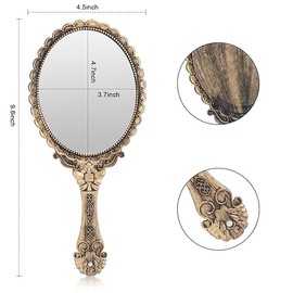 YUSONG 12 Pcs Handheld Mirror with Handle, Makeup Compact Hand Mirrors for Women Travel Small Vintage Purse Mirrors, Hand Held Compact Packet Mini Face Makeup for Girls Decorative (Brass Gold)