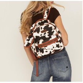 Montana West Wrangler Cow Print Backpack Cute Daypacks Large Bookbag Purse for Women