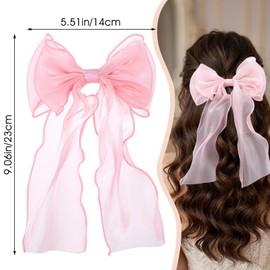 Pink Hair Bows, Large Long Tail Bow Hair Accessory for Women