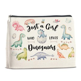 YeleY Dinosaur for Dinosaur Lovers - for Dinosaur Lovers Women - Dinosaur Lovers Makeup Bag for Teen Girl - Just a Girl Who Loves Dinosaurs Cosmetic Bag Makeup Zipper Pouch