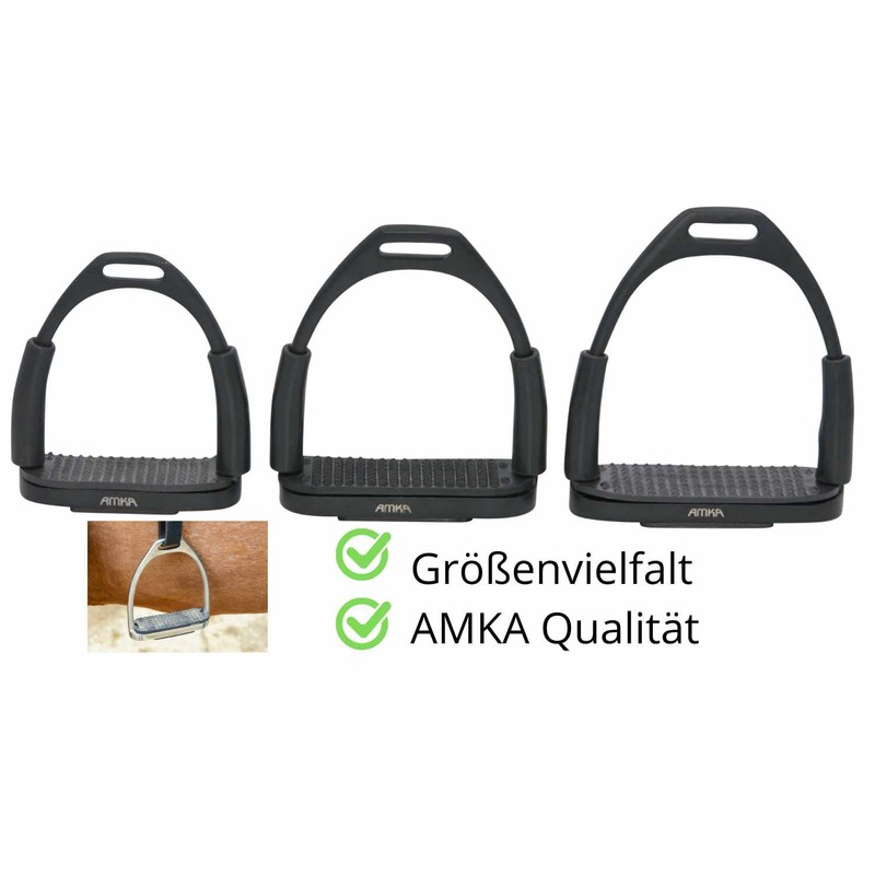 AMKA Stirrups with Joint Black Safety Stirrups in 10, 12
