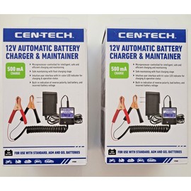 Cen Tech 2 Pack 12 Volt Automatic Car Battery Float Trickle Charger