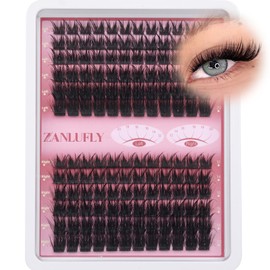 zanlufly Lash Clusters Wispy Lash Extension Cat Eye Eyelash Clusters Left&Right Cluster Eyelash Extensions Fluff D Curly Eyelash Extensions 12-20mm Long Individual Lashes DIY at Home