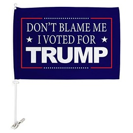 Trump Flag Dont Blame Me Blue Car Flag Vehicle Auto Window Decor Mount Bracket Clip on Small Tapestry Pro Trump 2024 MAGA Bandera para Carros Outdoor Pole Accessories, Made in USA