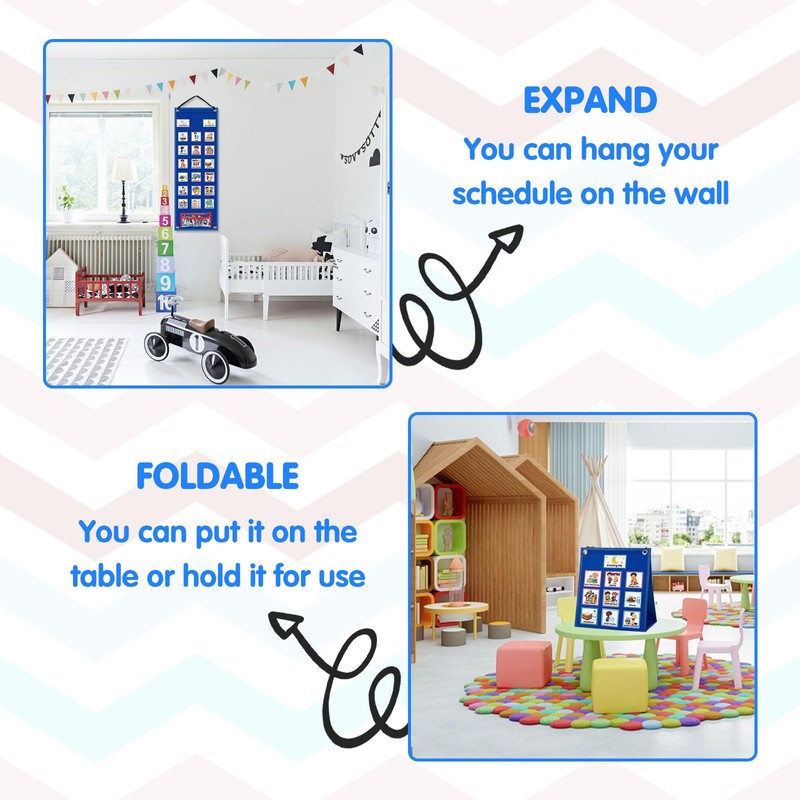Qivine Children's Calendar, Daily Schedule, Visual Timetable with 70 English