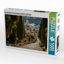 Calvendo 4059478889071 Cross Way to Calvary Mountain in Pollenca on Mallorca Photo Puzzle Picture of Müringer Christian, 1000 Pieces, White, lay size 64 x 48 cm
