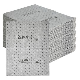 Restaurantware Absorbent Pads 100 Pack of 14.9" x 18.9" Perforated Oil Absorbent Pads Extra Duty Non-Flammable Gray Spill Mats for Water, Chemical Spills, Garages, Marine, Automotive, Basements