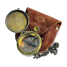 TUBAZ Trust in The Lord with All Your Heart -Proverbs 3: 5-6 Quote Engraved Compass with Leather Case,Camping Compass, Gift Compass, Graduation Day Gifts-Graduation Gifts Compass for Men Boy Girls