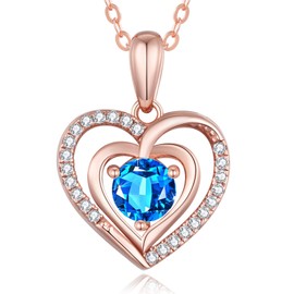 Prosheve Birthstone Necklaces for Women, 925 Sterling Silver Love Heart Pendant for Women, Hypoallergenic Women's Beating Heart Pendant, Wedding Anniversary Birthday Gift for Lovers (P1398-R-B)