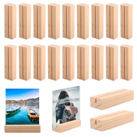TOSAVGA Pack of 20 Wooden Card Holders, Place Card Holder, Photo Holder, Postcard Holder, Wood for Restaurants, Weddings, Banquets and Parties, Menu Card Holder, Card Stand, Wooden Stand, Photo Card