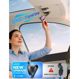 JOYROOM 2 Pack Car Organizer Sunglass Holder for Car Visor, 2025 Upgrade Super Magnetic Glasses Car Holder, Leather Eyeglass Hanger Clip Car Accessories Interior Gifts for Women Men