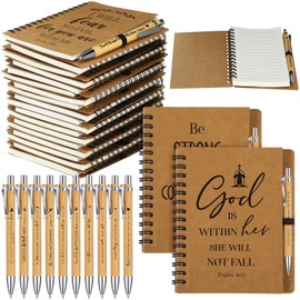 Glenmal 100 Pcs Christian Gift Prayer Journal Bible Verse Spiral Notebook and Bible Bamboo Ballpoint Pen Women Small Scripture Notepad for Christmas Church Party Favor Xmas Gift Student Office (A5)