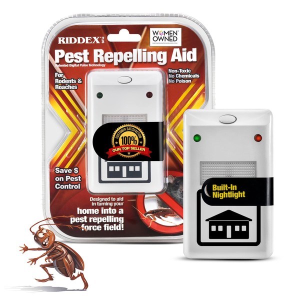 RIDDEX Plus Insect Repellent | Plug in, Mouse Deterrent - Pest Control for Defense Against Rats, Mice, Roaches, Bugs and Insects | Control Pests with No Chemicals or Poison | White
