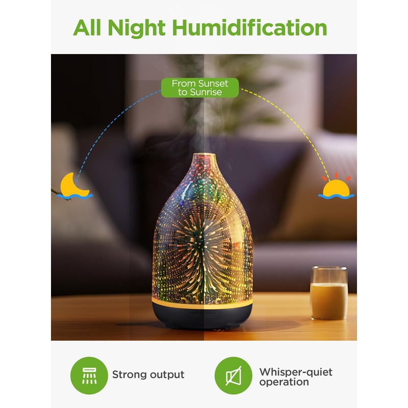 InnoGear Essential Oil Diffuser, 150ml Handmade 3D Glass Aromatherapy Defuser