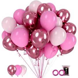 100 Pcs 12" Metallic Pink Latex Balloons for Party Boys and Girls Birthday Party Supplies