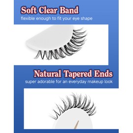 ENFOO Lashes Natural Everyday Wispy Lashes Natural Look Clear Band Flared Eyelashes Fake Eye Lashes Soft Fluffy Lashes False Eyelashes 7 Pairs SF-03