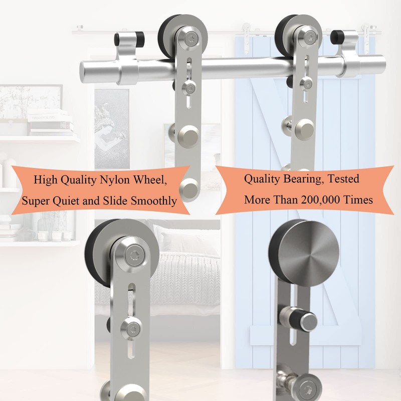 TSMST 5.5FT Sliding Barn Door Hardware Kit, Stainless Steel Heavy