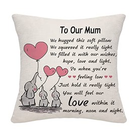 Mum Gifts from Daughter Son Mum Mother Mom Cushion Cover Throw Pillow Cover Thanksgiving (our mum)