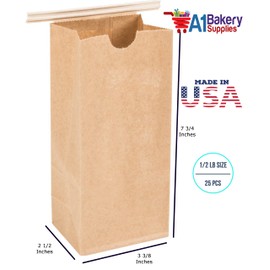 Resealable Kraft Tin Tie Poly-lined Bags - 1/2 Lb - 25 Pack