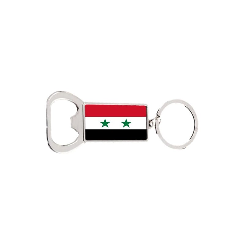 Syria Rectangle Bottle Opener Metal Keyring and Velvet Gift Bag