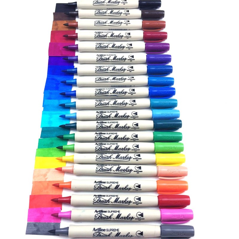 artline Dark Brown Supreme Brush Marker Pen