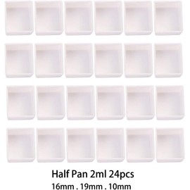 24Pcs White Paint Palette,Plastic Full/Half Pan White Half Pans Paint for DIY Watercolor Oils or Art Drawing Supplies Art Paints(Half Pan 2ml)