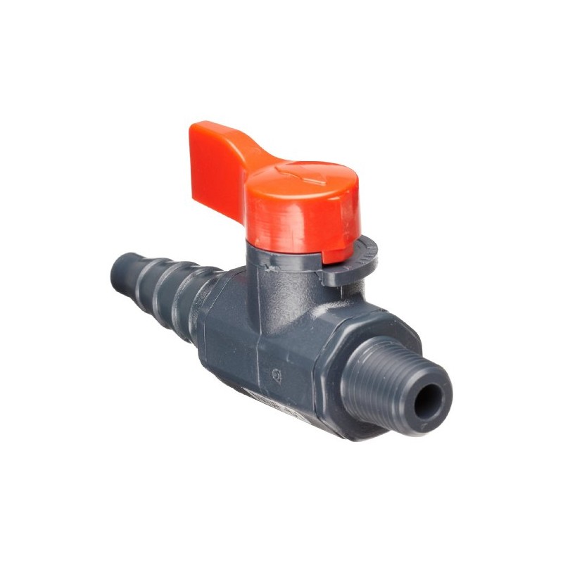 Asahi America-1078002 Labcock PVC Ball Valve, Inline, Unibody, Lever, 1/4"