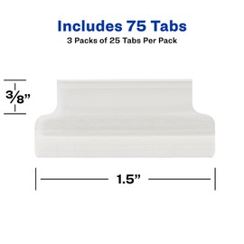 Avery Index Tabs with Printable Inserts, 1-1/2", Self-Adhesive, 25 Tabs Per Pack, 3-Pack, 75 Tabs Total (46320)