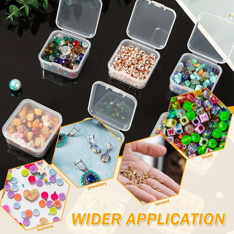 Sxutop Pack of 45 Small Storage Boxes, Transparent Plastic Storage