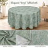 Sage Green Round Tablecloth, Abstract Floral Design, 70 in