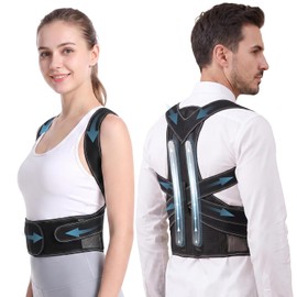 Posture Corrector Men Women, Back Brace Upper Back Support Belt with Rods
