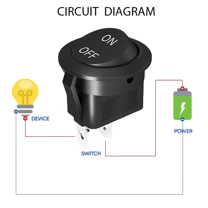 JTGYMY 12V Circular Toggle Switch, 2-Pin SPDT, 20A/12V DC, 10A/125V