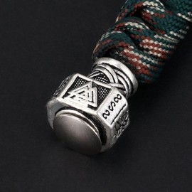 Mcree, Schlüsselanhänger, mit antikem Wikinger-Thor-Mjolnir-Anhänger und Metallring, für Bergsteigen, KFZ-Schlüssel, im Vintage-Stil, für Herren, Leder, mehrfarbig