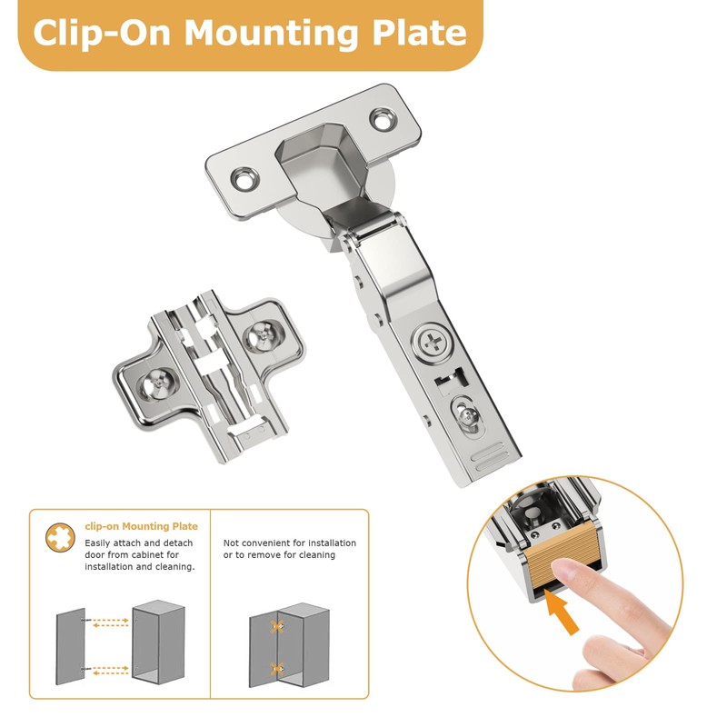 Furniware 2 pcs Soft Close Cabinet Hinge,110 Degree Half Overlay