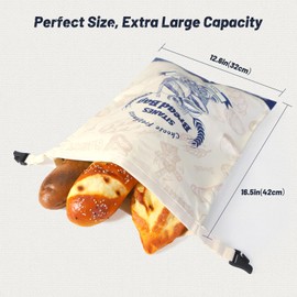 SITANES Reusable Beeswax Bread Bags (2-Pack) – 16.5×12.6 Inches, Natural Cotton Bread Bags with Zipper Closure, 10L Large Capacity & Portable Design, Fridge-Safe, for Sourdough & Homemade Food