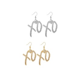 Unise High Hip Hop XO Letter Pendant Hoop Earrings For Women, Fashion Cubic Zirconia Exaggerate Creative Statement Gift Jewelry, Large, Zinc, No Gemstone
