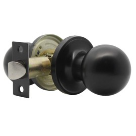 Probrico Ball Passage Door Knob Black, Round Hall/Closet Knob, Keyless Non-Locking Interior Door Handle, 1 Pack